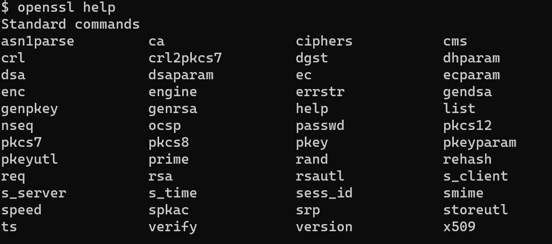 openssl help OpenSSL CLI